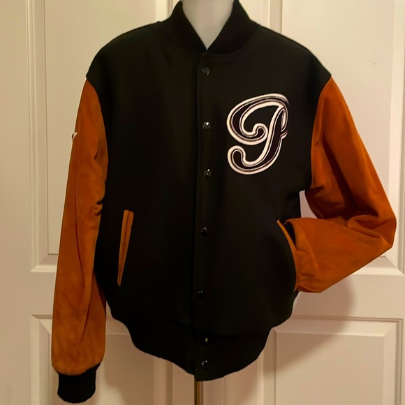 UNISEX Paramount Suede and Wool Bomber Jacket - Picture 1 of 9